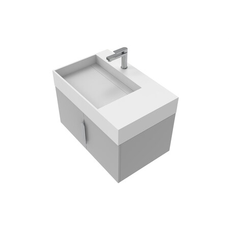 Castello Usa Amazon 30-inch Gray Left Vanity Set with White Top and Chrome Handles CB-MC-30G-CHR-2056L-WH